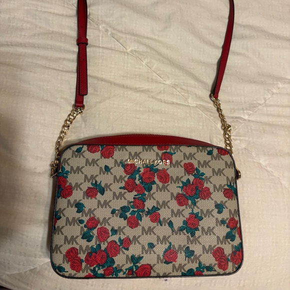 Michael Kors Handbags - Michael Kors Red and Teal Floral Crossbody Bag